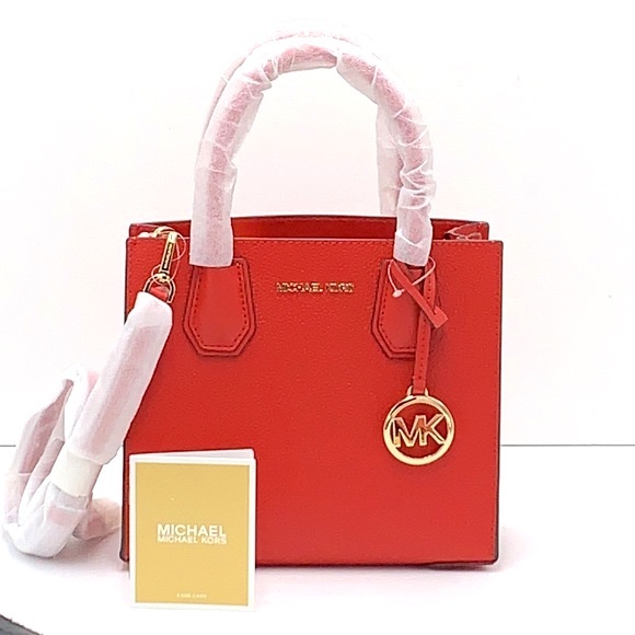 MICHAEL KORS MERCER MEDIUM MESSENGER CROSSBODY FLAME COLOR - Picture 2 of 16